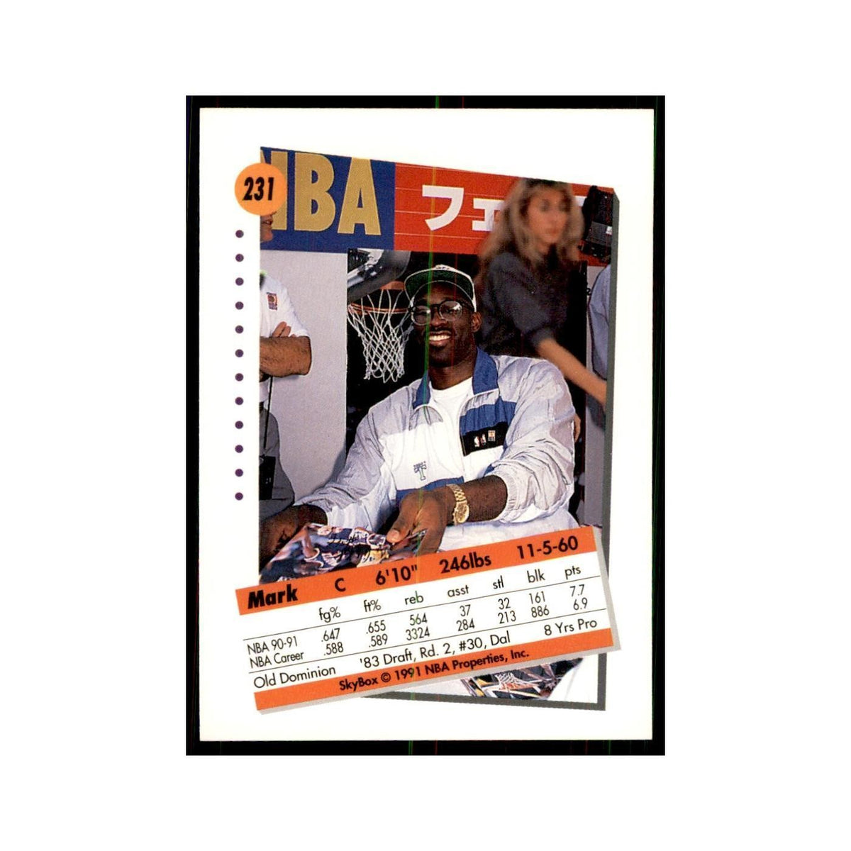 1991 SkyBox Mark West Basketball Cards #231