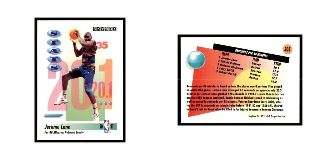 1991 SkyBox Jerome Lane Basketball Cards #305