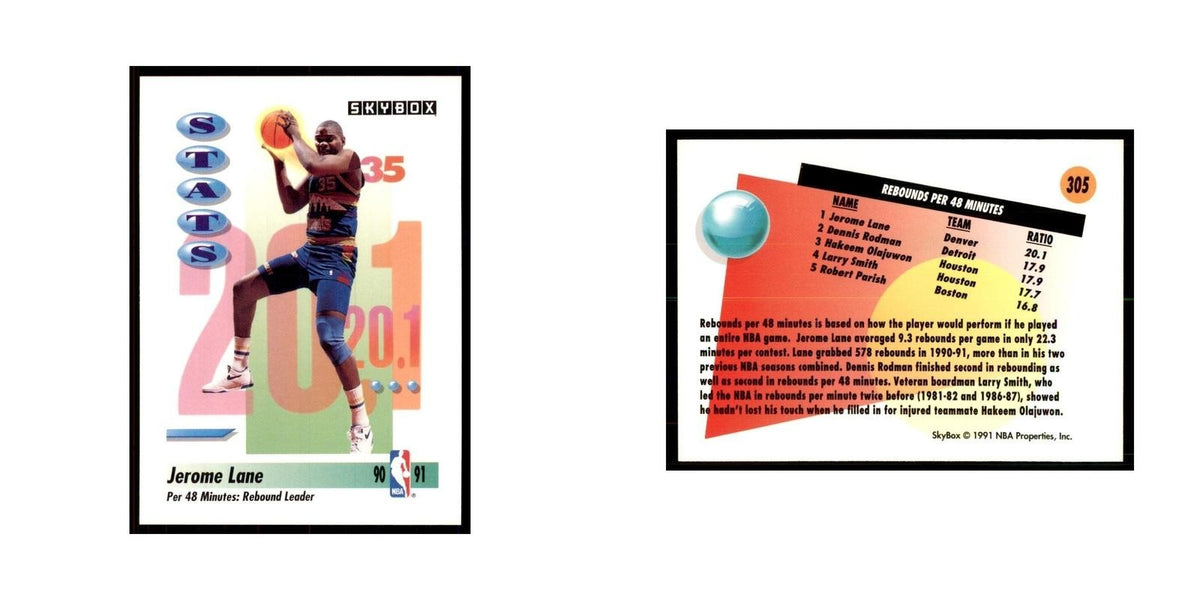 1991 SkyBox Jerome Lane Basketball Cards #305