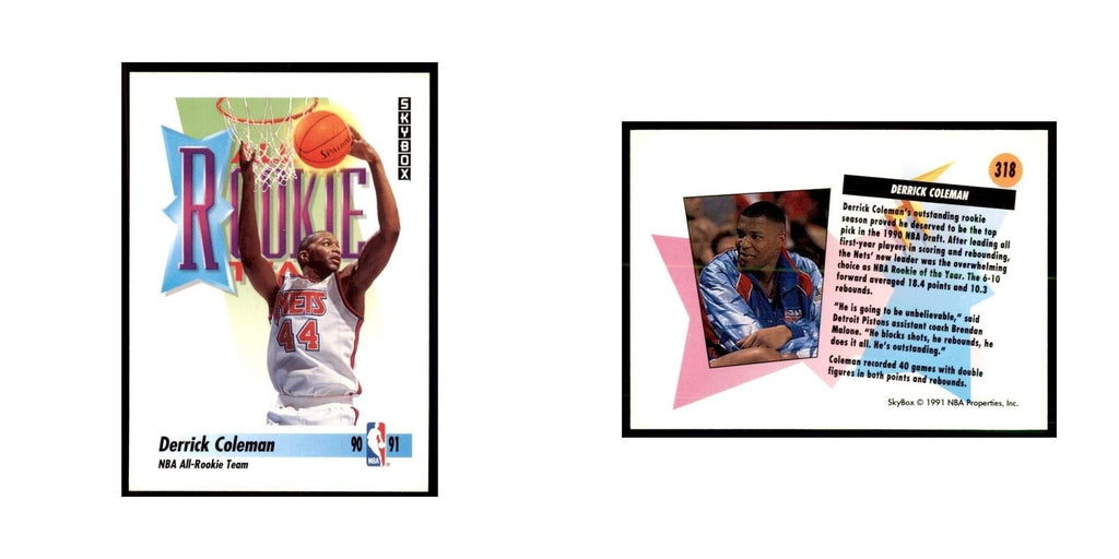 1991 SkyBox Derrick Coleman Basketball Cards #318
