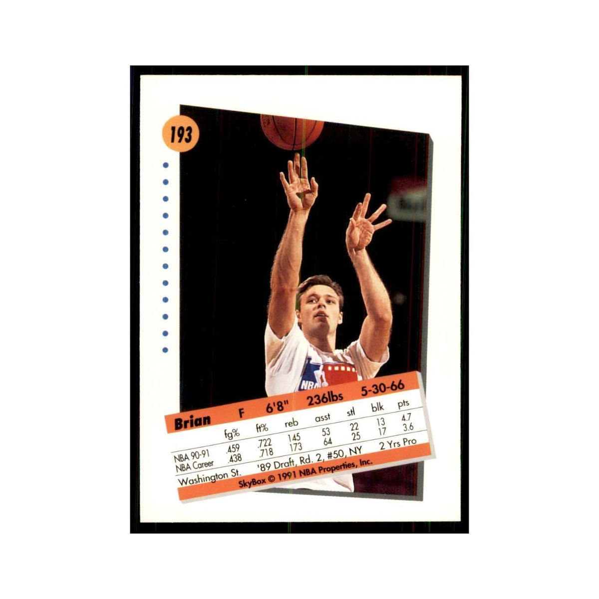 1991 SkyBox Brian Quinnett Basketball Cards #193