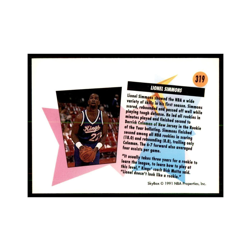 1991 SkyBox Lionel Simmons Basketball Cards #319