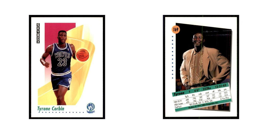 1991 SkyBox Tyrone Corbin Basketball Cards #169