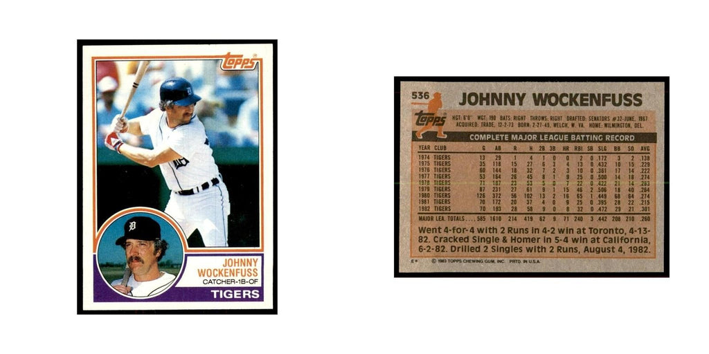 1983 Topps Johnny Wockenfuss Baseball Cards #536