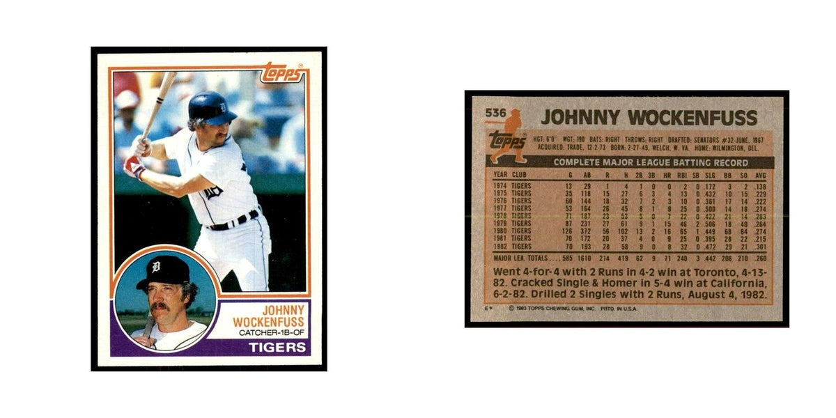 1983 Topps Johnny Wockenfuss Baseball Cards #536