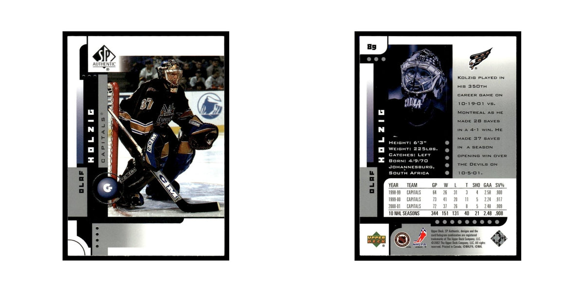 Olaf Kolzig 2001 Upper Deck SP Authentic #89 Washington Capitals Hockey Card NM