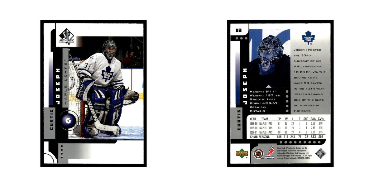 Curtis Joseph 2001 Upper Deck SP Authentic #82 Toronto Maple Leafs NM