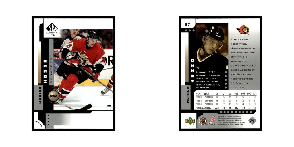Marian Hossa 2001 Upper Deck SP Authentic #57 Ottawa Senators Hockey Card NM