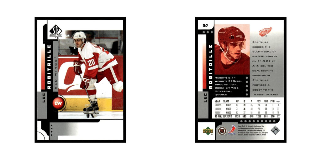Luc Robitaille 2001 Upper Deck SP Authentic #30 Detroit Red Wings Hockey Card NM