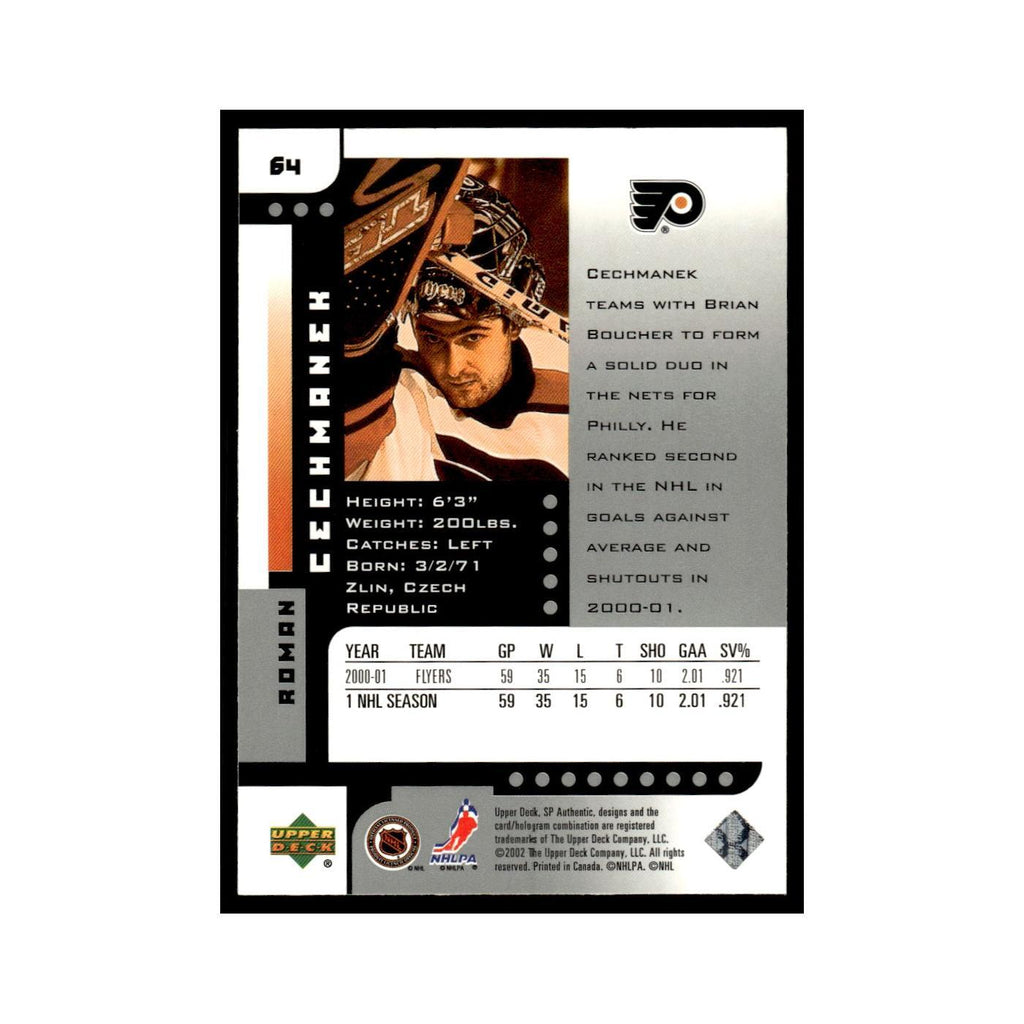 Roman Cechmanek 2001 Upper Deck SP Authentic #64 Philadelphia Flyers NM