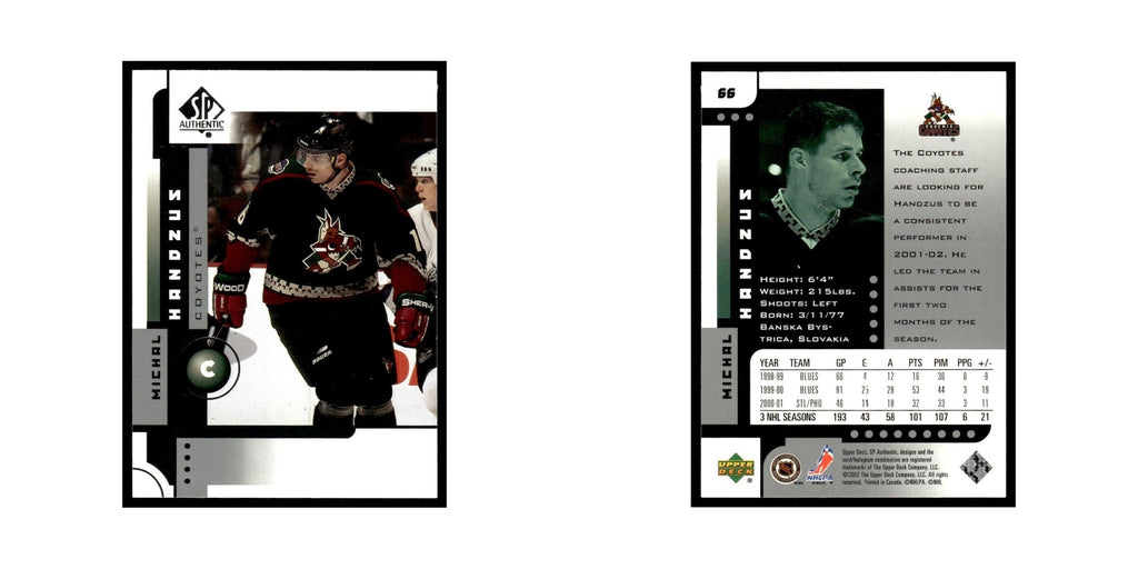 Michael Handzus 2001 Upper Deck SP Authentic #66 Phoenix Coyotes Hockey Card NM