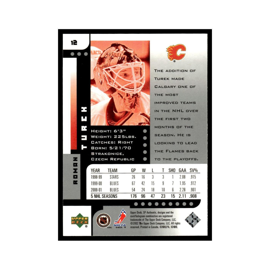Roman Turek 2001 Upper Deck SP Authentic #12 Calgary Flames Hockey Card NM