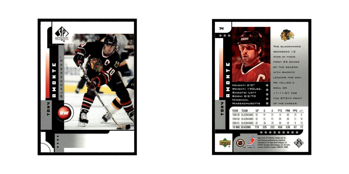 Tony Amonte 2001 Upper Deck SP Authentic #14 Chicago Blackhawks Hockey Card NM