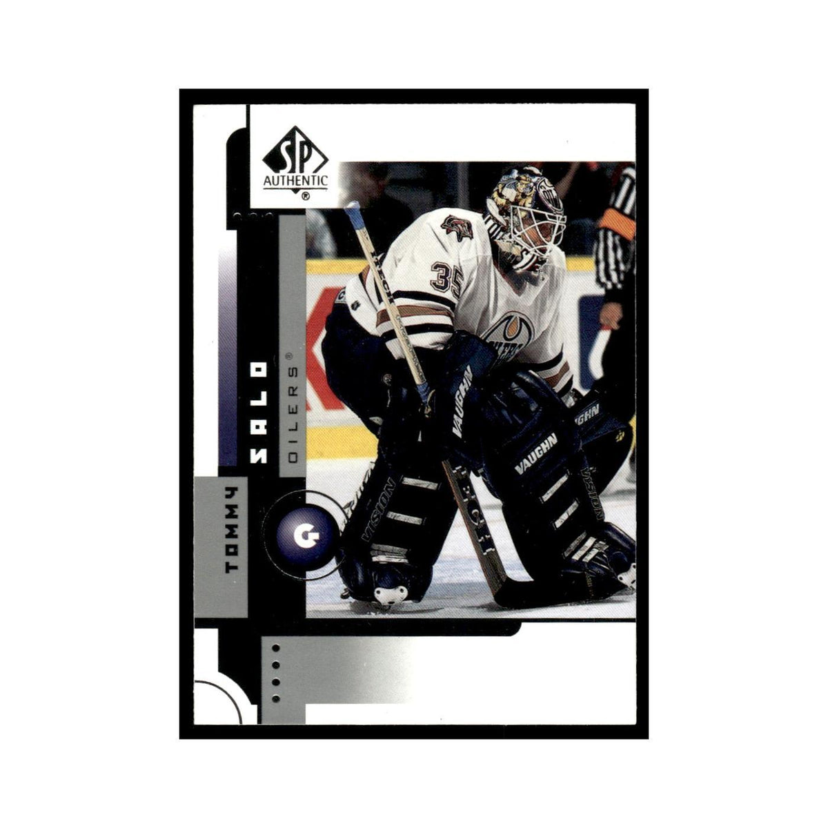 Tommy Salo 2001 Upper Deck SP Authentic #32 Edmonton Oilers Hockey Card NM