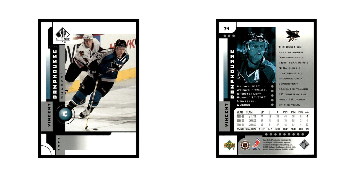 Vincent Damphousse 2001 Upper Deck SP Authentic #74 San Jose Sharks NM