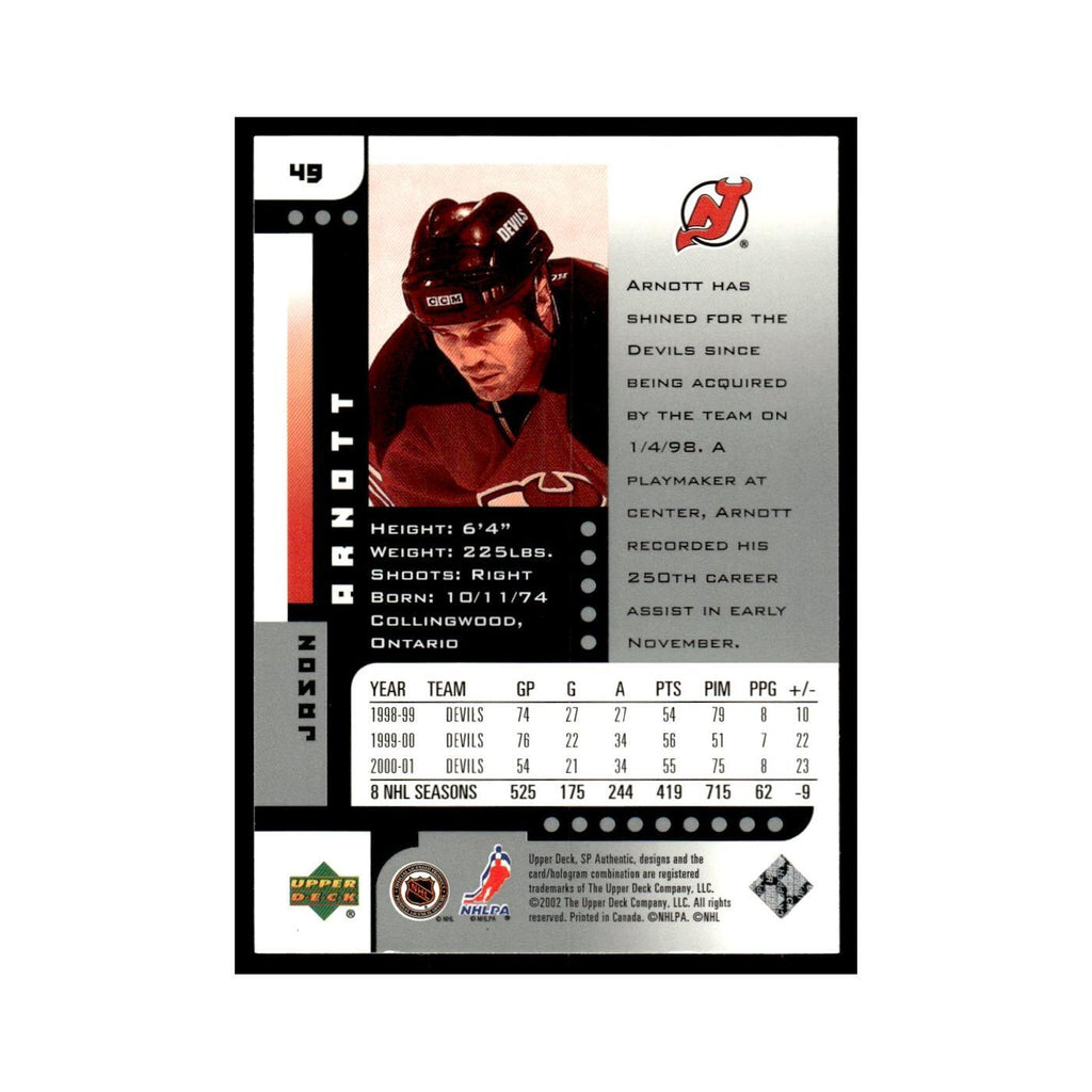 Jason Arnott 2001 Upper Deck SP Authentic #49 New Jersey Devils Hockey Card NM