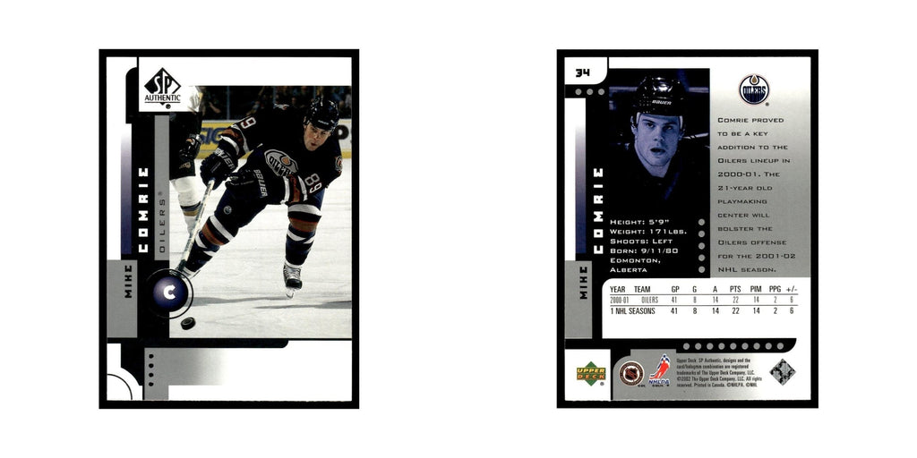 Mike Comrie 2001 Upper Deck SP Authentic #34 Edmonton Oilers Hockey Card NM