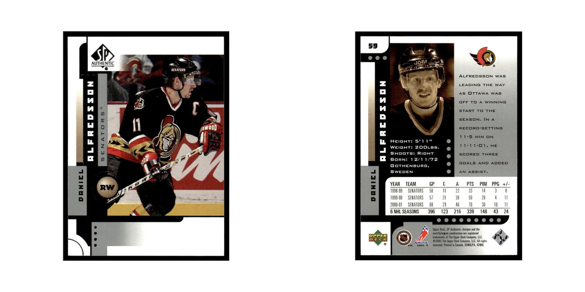 Daniel Alfredsson 2001 Upper Deck SP Authentic #59 Ottawa Senators NM