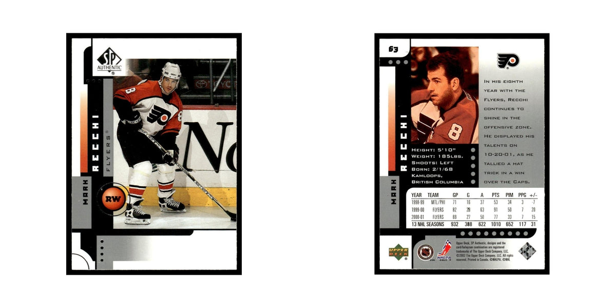 Mark Recchi 2001 Upper Deck SP Authentic #63 Philadelphia Flyers Hockey Card NM