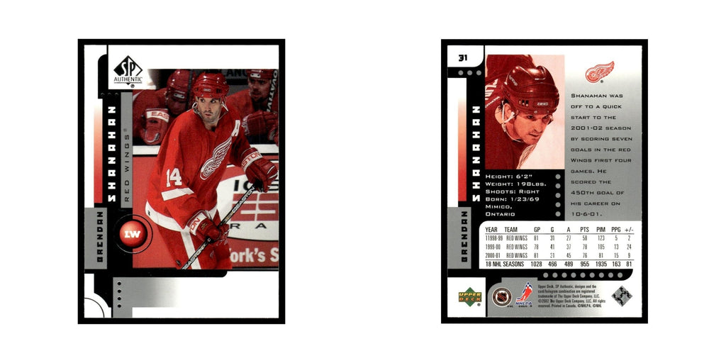 Brendan Shanahan 2001 Upper Deck SP Authentic #31 Detroit Red Wings NM