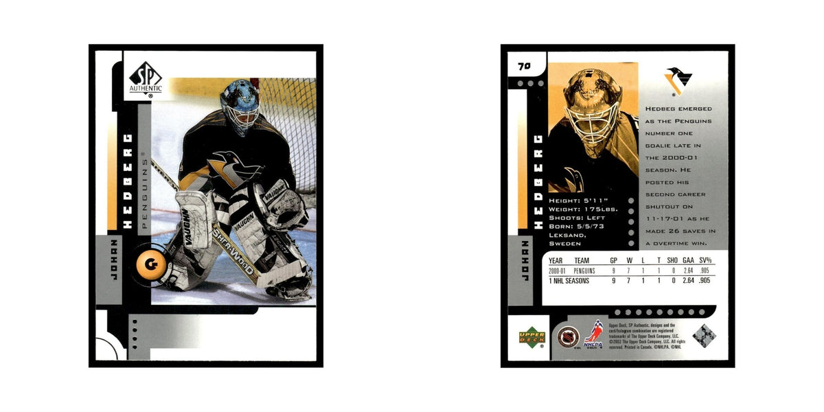 Johan Hedberg 2001 Upper Deck SP Authentic #70 Pittsburgh Penguins NM