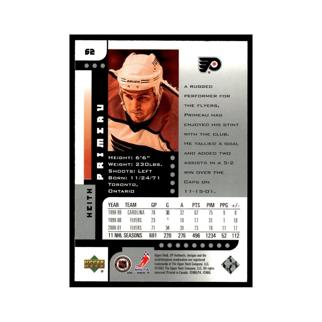 Keith Primeau 2001 Upper Deck SP Authentic #62 Philadelphia Flyers NM