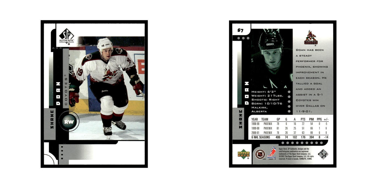 Shane Doan 2001 Upper Deck SP Authentic #67 Phoenix Coyotes Hockey Card NM