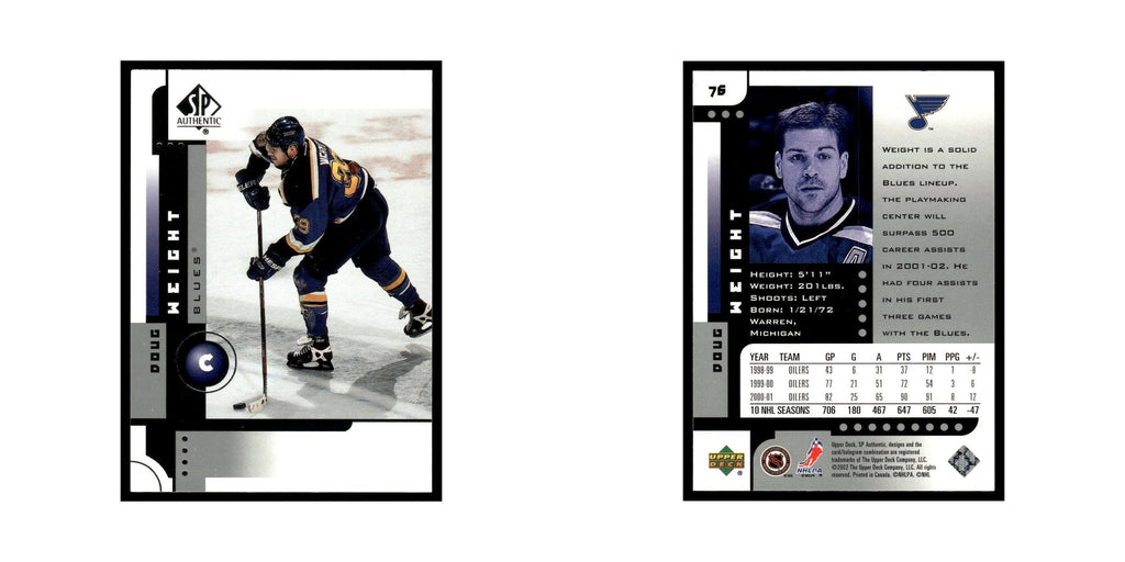 Doug Weight 2001 Upper Deck SP Authentic #76 St. Louis Blues Hockey Card NM
