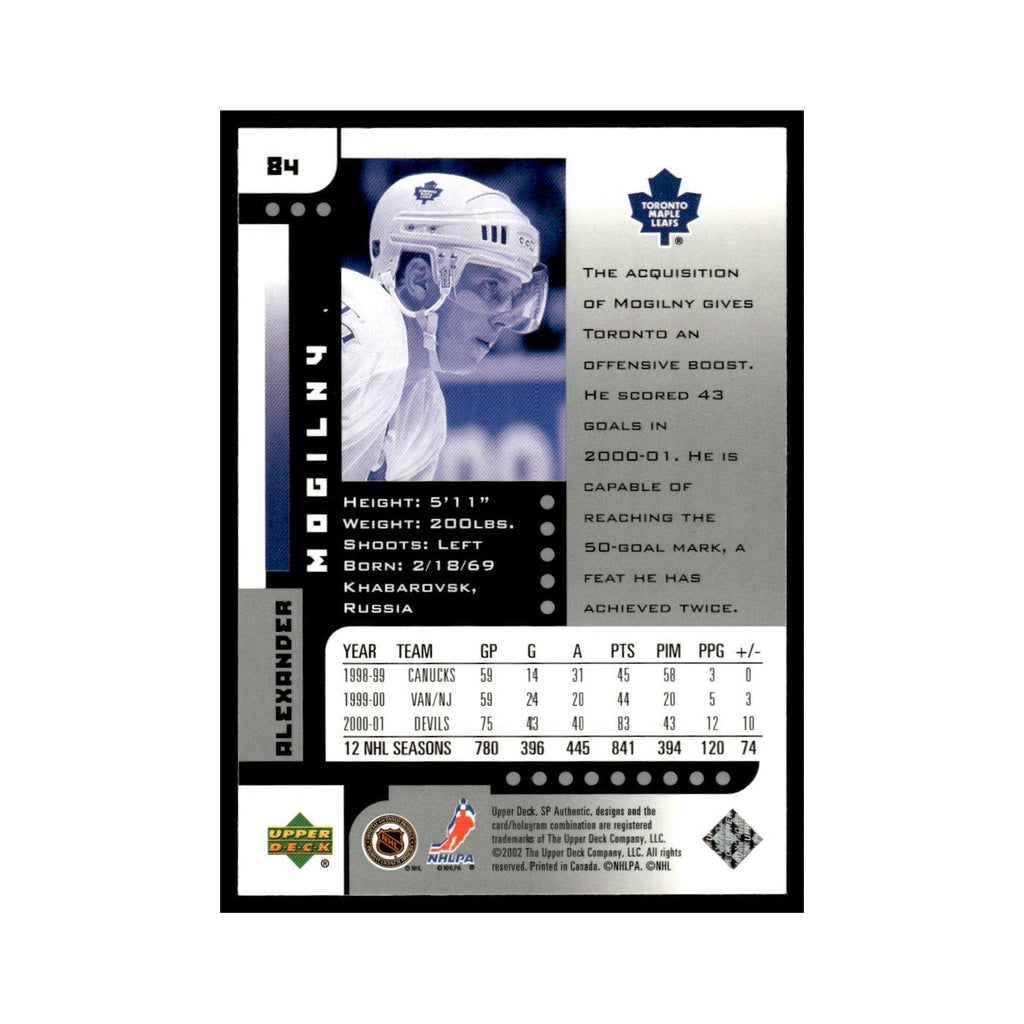 Alexander Mogilny 2001 Upper Deck SP Authentic #84 Toronto Maple Leafs NM