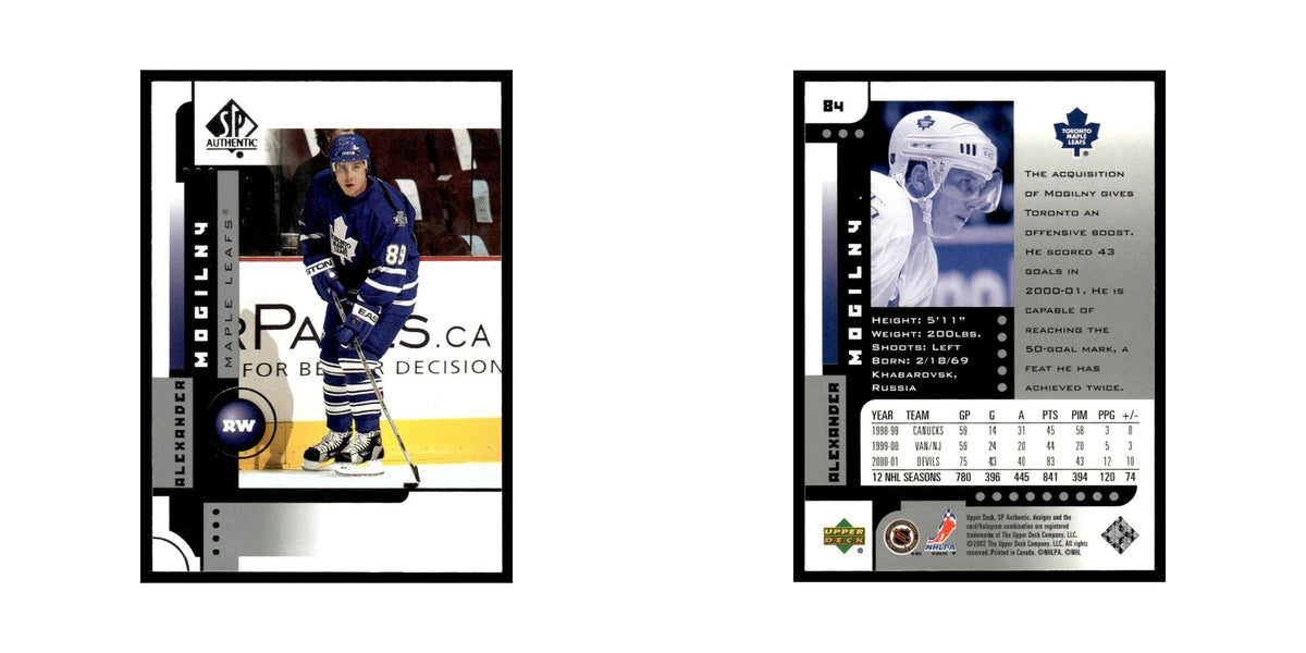 Alexander Mogilny 2001 Upper Deck SP Authentic #84 Toronto Maple Leafs NM