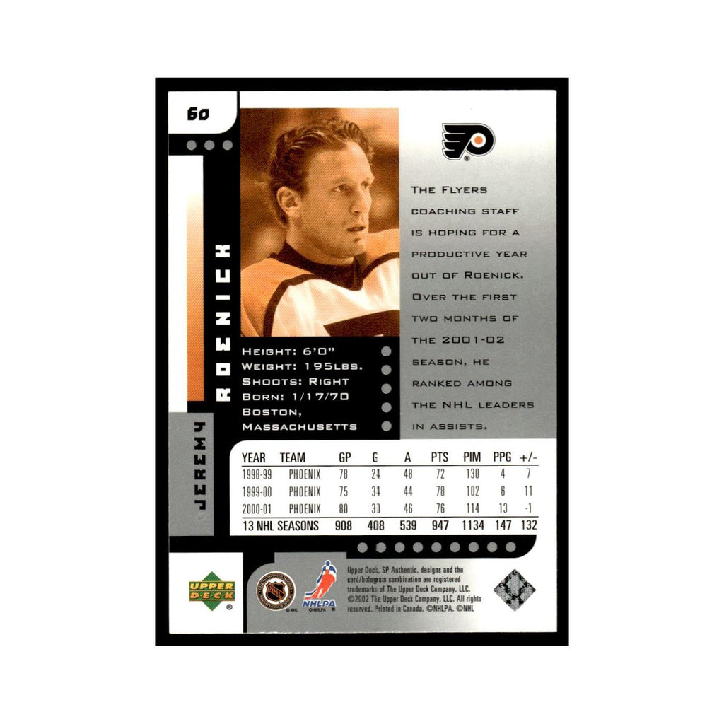 Jeremy Roenick 2001 Upper Deck SP Authentic #60 Philadelphia Flyers NM