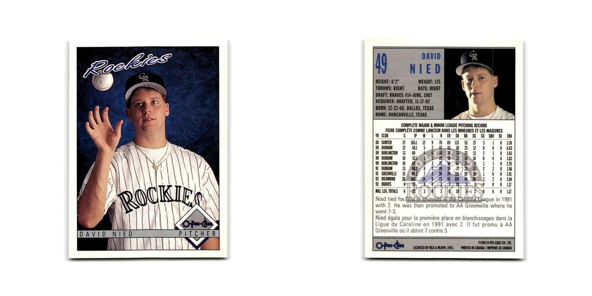 David Nied 1993 O-Pee-Chee #49 Colorado Rockies Baseball Card NM