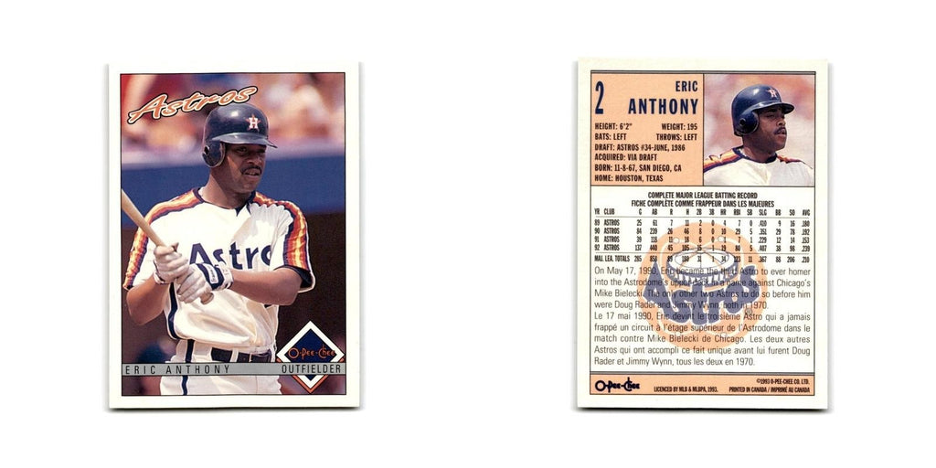 Eric Anthony 1993 O-Pee-Chee #2 Houston Astros Baseball Card NM