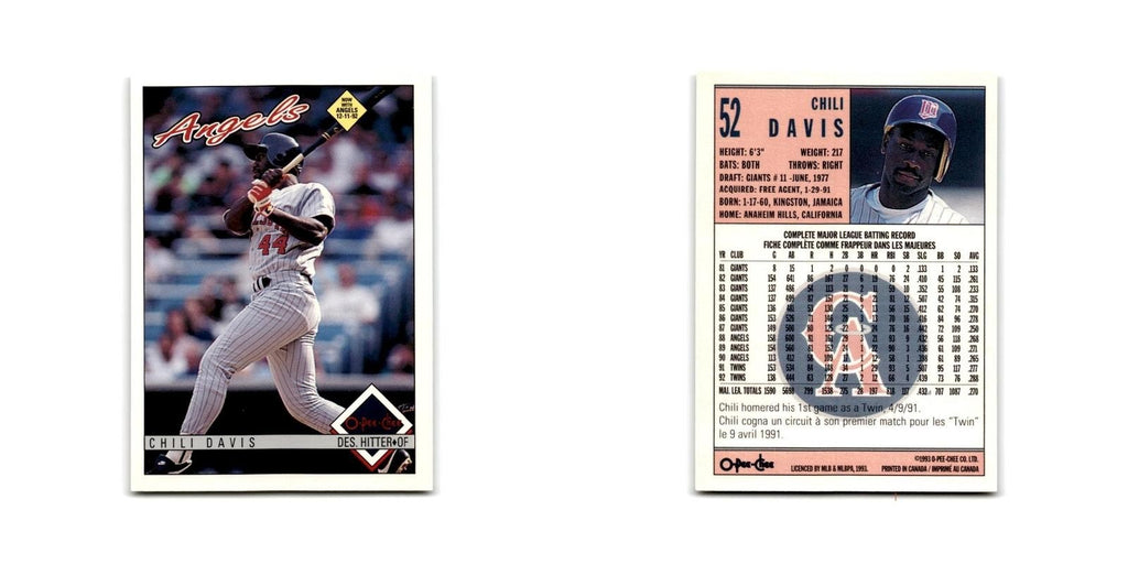 Chili Davis 1993 O-Pee-Chee #52 California Angels Baseball Card NM