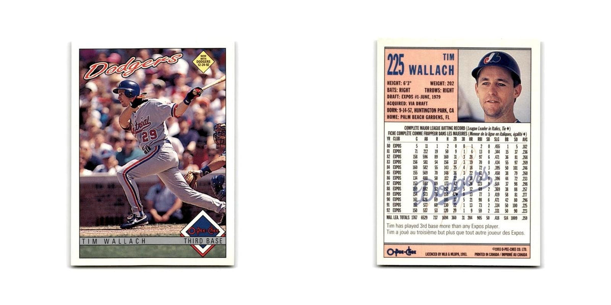 Tim Wallach 1993 O-Pee-Chee #225 Los Angeles Dodgers Baseball Card NM