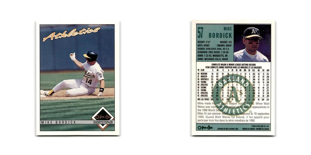 Mike Bordick 1993 O-Pee-Chee #57 Oakland Athletics Baseball Card NM