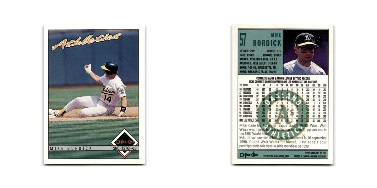 Mike Bordick 1993 O-Pee-Chee #57 Oakland Athletics Baseball Card NM