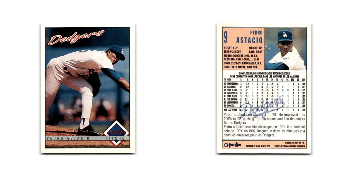 Pedro Astacio Rookie 1993 O-Pee-Chee #9 Los Angeles Dodgers Baseball Card NM