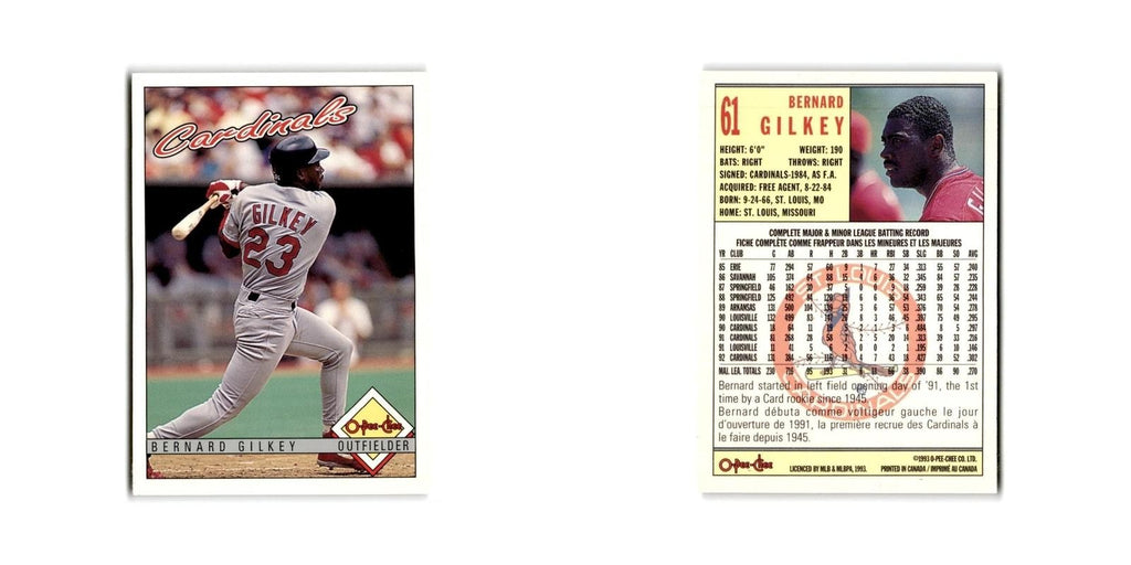 Bernard Gilkey 1993 O-Pee-Chee #61 St. Louis Cardinals Baseball Card NM
