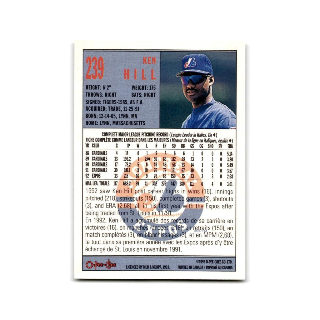 Ken Hill 1993 O-Pee-Chee #239 Montreal Expos Baseball Card NM