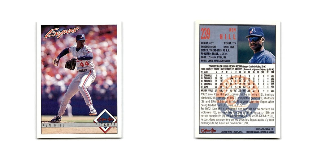 Ken Hill 1993 O-Pee-Chee #239 Montreal Expos Baseball Card NM