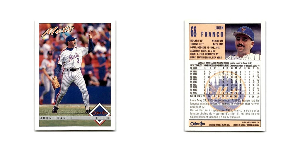 John Franco 1993 O-Pee-Chee #68 New York Mets Baseball Card NM
