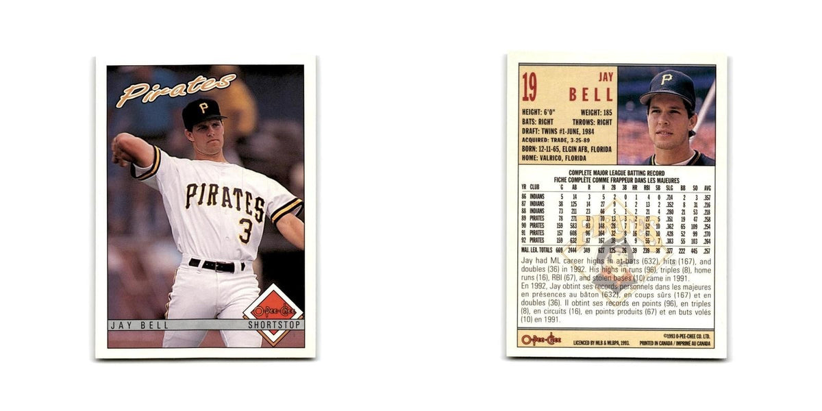 Jay Bell 1993 O-Pee-Chee #19 Pittsburgh Pirates Baseball Card NM