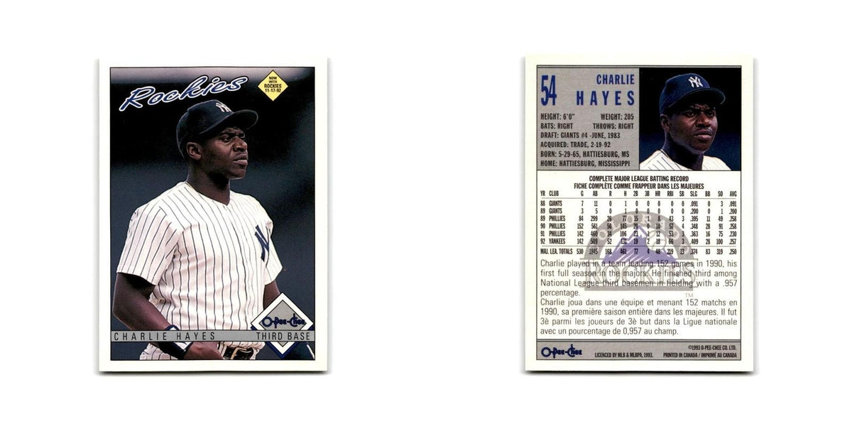 Charlie Hayes 1993 O-Pee-Chee #54 Colorado Rockies Baseball Card NM