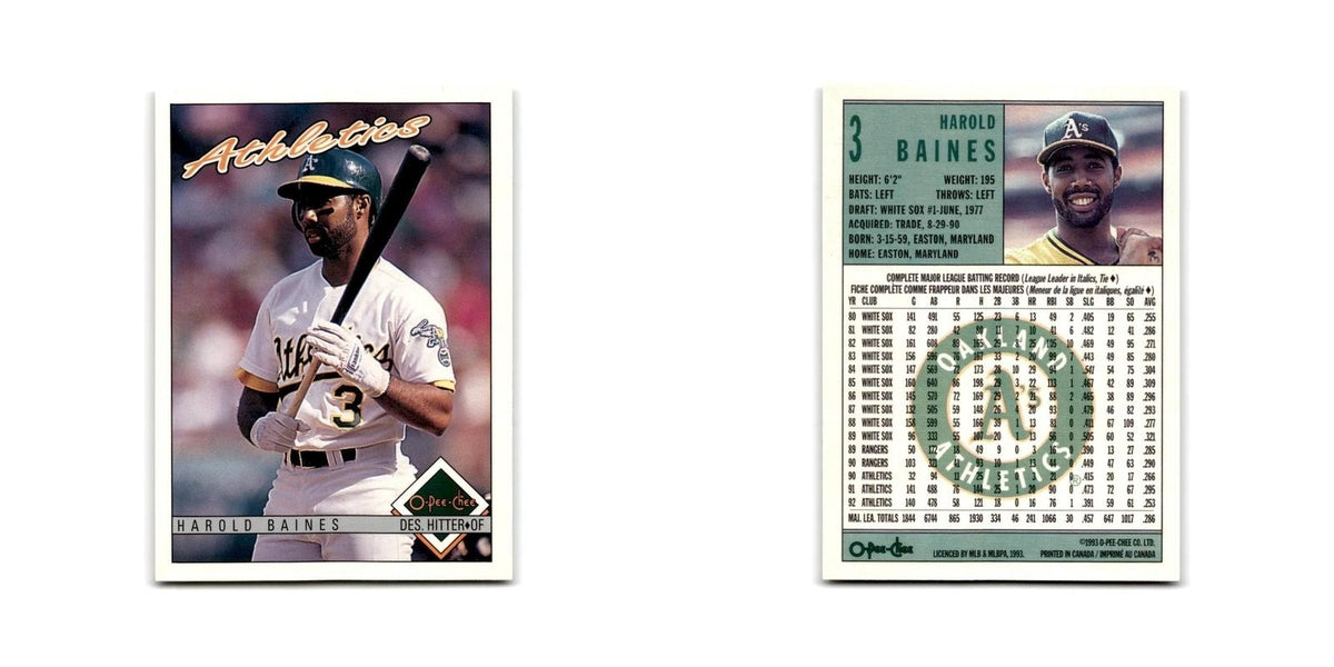 Harold Baines 1993 O-Pee-Chee #3 Oakland Athletics Baseball Card NM