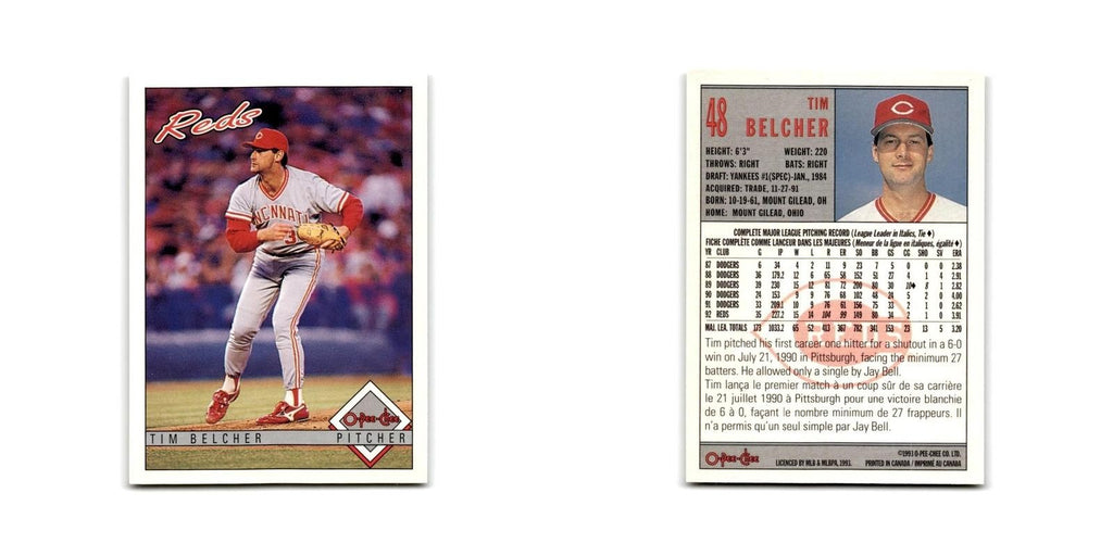 Tim Belcher 1993 O-Pee-Chee #48 Cincinnati Reds Baseball Card NM
