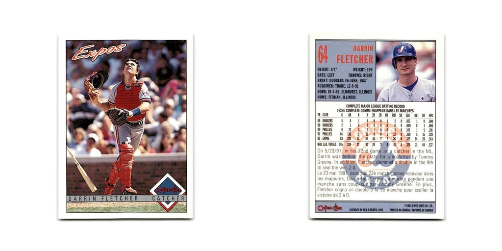 Darrin Fletcher 1993 O-Pee-Chee #64 Montreal Expos Baseball Card NM