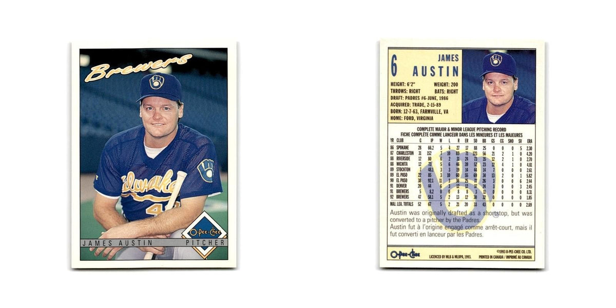 James Austin 1993 O-Pee-Chee #6 Milwaukee Brewers Baseball Card NM
