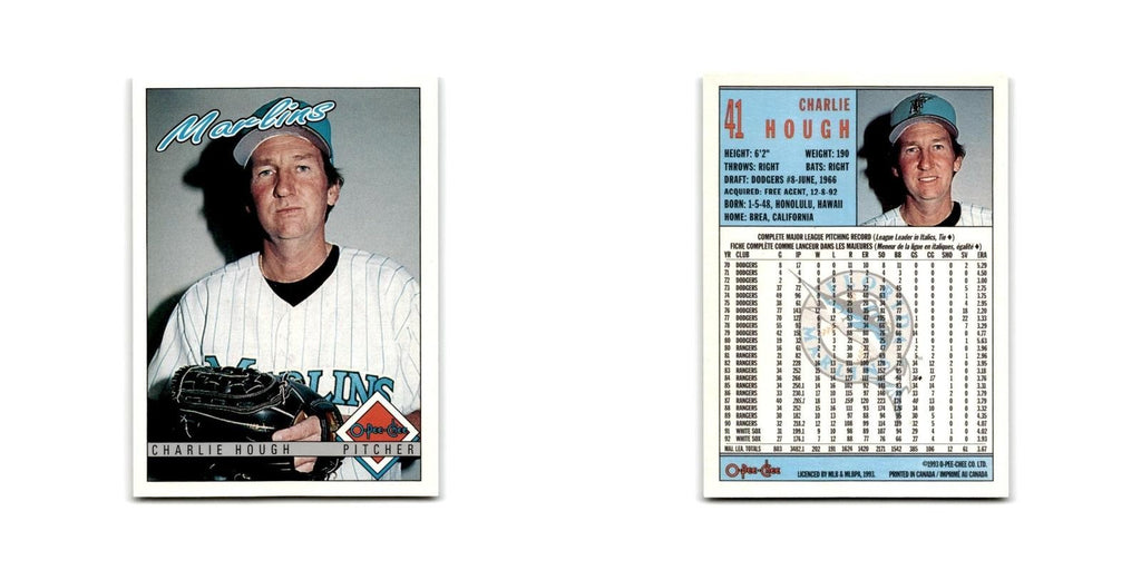Charlie Hough 1993 O-Pee-Chee #41 Florida Marlins Baseball Card NM