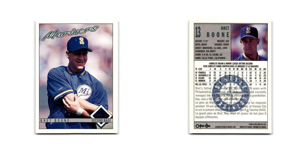 Bret Boone 1993 O-Pee-Chee #13 Seattle Mariners Baseball Card NM